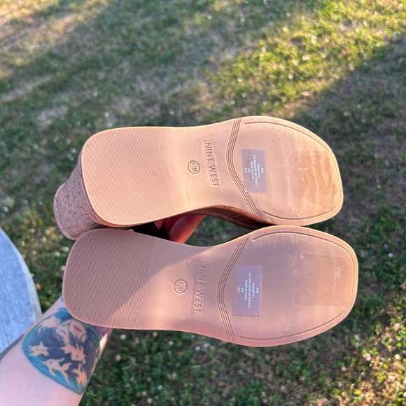 New Nine West Rapps size 8.5 Black Cork‎ Wedge Chunky Sandals y2k summer jelly - Picture 6 of 7